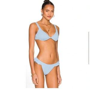 MinkPink Cornflower Blue Spero Bikini Swimsuit Set, Women’s Size Extra Small